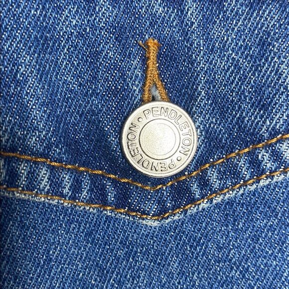 Pendleton Native Tribal Denim Blanket Vest Geometric Size Large Southwest - Picture 7 of 7